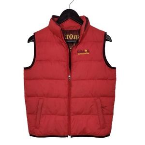 Vintage Abercrombie & Fitch Women Sz XL Goose Down Full Zip Vest Red 90's